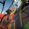 Deadlock hero reaching upward beside a lamp post