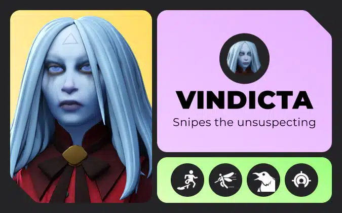 Deadlock hero Vindicta character card